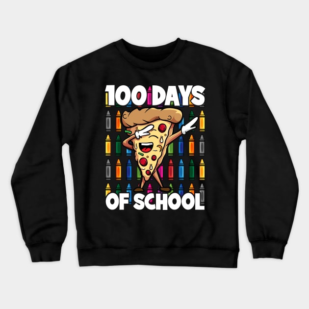 100 Days of School Dabbing Pepperoni Pizza Slice Crewneck Sweatshirt by RadStar